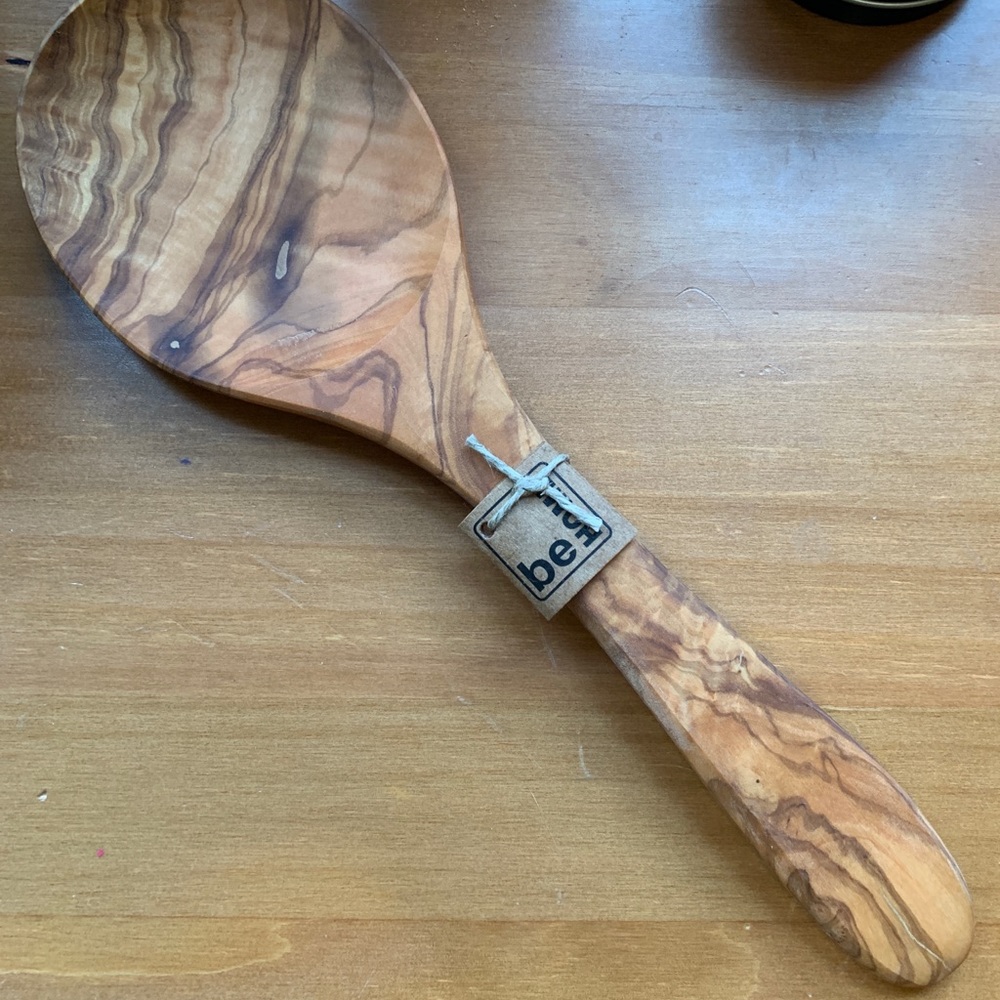 Olive Wood Round Serving Spoon - Williams Sonoma